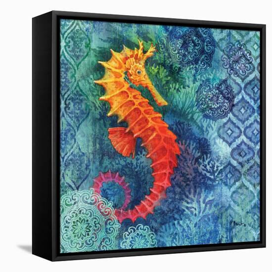 Seahorse Batik Sq-Paul Brent-Framed Stretched Canvas