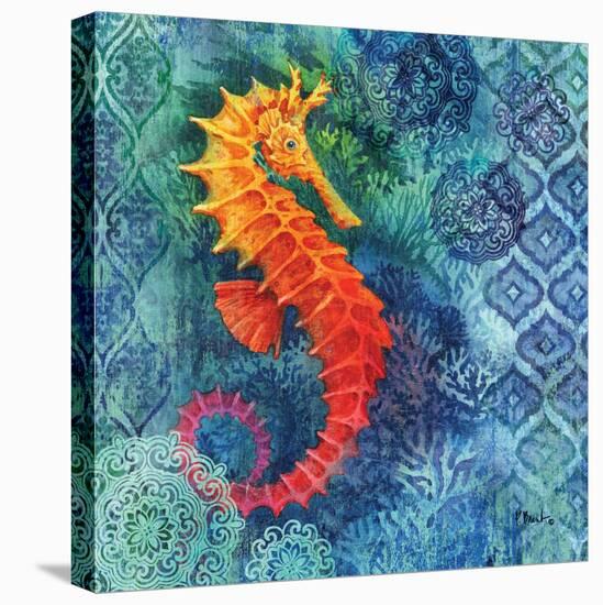 Seahorse Batik Sq-Paul Brent-Stretched Canvas