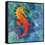 Seahorse Batik Sq-Paul Brent-Framed Stretched Canvas