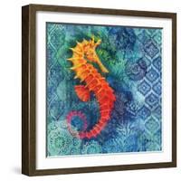 Seahorse Batik Sq-Paul Brent-Framed Art Print