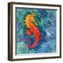 Seahorse Batik Sq-Paul Brent-Framed Art Print