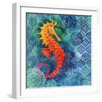 Seahorse Batik Sq-Paul Brent-Framed Art Print