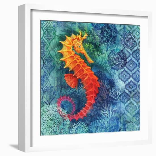 Seahorse Batik Sq-Paul Brent-Framed Art Print