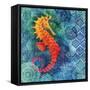 Seahorse Batik Sq-Paul Brent-Framed Stretched Canvas