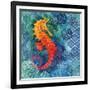 Seahorse Batik Sq-Paul Brent-Framed Art Print