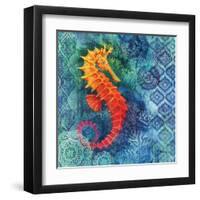 Seahorse Batik Sq-Paul Brent-Framed Art Print