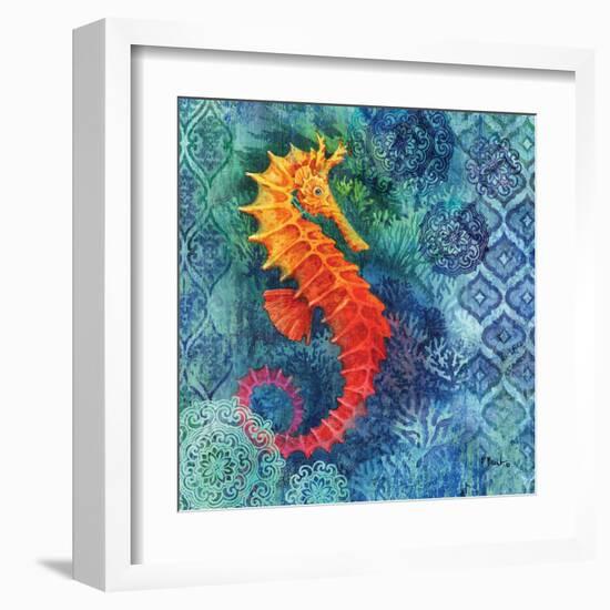 Seahorse Batik Sq-Paul Brent-Framed Art Print