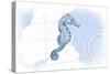 Seahorse - Blue - Coastal Icon-Lantern Press-Stretched Canvas