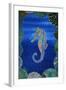 Seahorse on Blue-null-Framed Art Print