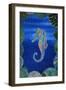 Seahorse on Blue-null-Framed Art Print