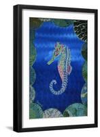 Seahorse on Blue-null-Framed Art Print