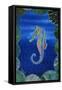 Seahorse on Blue-null-Framed Stretched Canvas