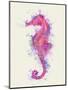 Seahorse Rainbow Splash Pink & Purple-Fab Funky-Mounted Art Print