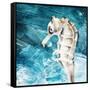 Seahorse Swimming-Kimberly Allen-Framed Stretched Canvas