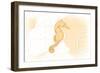Seahorse - Yellow - Coastal Icon-Lantern Press-Framed Art Print