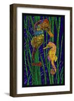 Seahorses - Paper Mosaic-Lantern Press-Framed Art Print