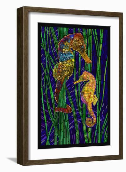 Seahorses - Paper Mosaic-Lantern Press-Framed Art Print