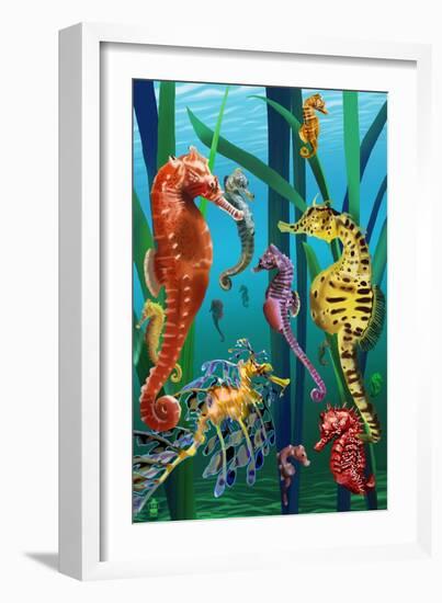 Seahorses-Lantern Press-Framed Art Print