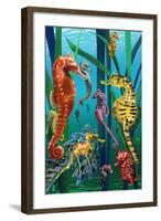 Seahorses-Lantern Press-Framed Art Print