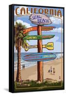 Seal Beach, California - Destination Sign-Lantern Press-Framed Stretched Canvas