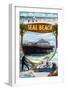 Seal Beach, California - Montage Scenes-Lantern Press-Framed Art Print