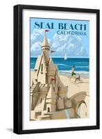 Seal Beach, California - Sand Castle-Lantern Press-Framed Art Print