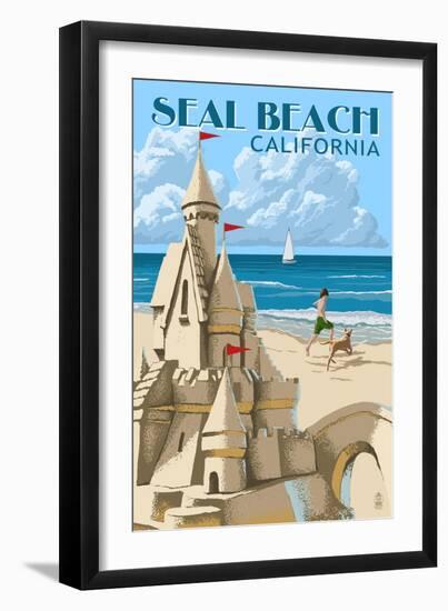 Seal Beach, California - Sand Castle-Lantern Press-Framed Art Print