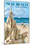 Seal Beach, California - Sand Castle-Lantern Press-Mounted Premium Giclee Print