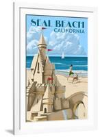 Seal Beach, California - Sand Castle-Lantern Press-Framed Art Print