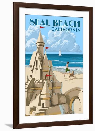 Seal Beach, California - Sand Castle-Lantern Press-Framed Art Print