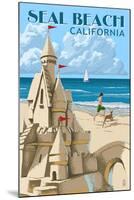 Seal Beach, California - Sand Castle-Lantern Press-Mounted Art Print