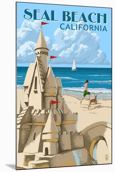 Seal Beach, California - Sand Castle-Lantern Press-Mounted Art Print