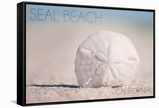 Seal Beach, California - Sand Dollar and Beach-Lantern Press-Framed Stretched Canvas