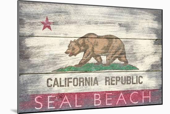 Seal Beach, California - State Flag - Barnwood Painting-Lantern Press-Mounted Art Print