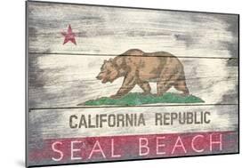 Seal Beach, California - State Flag - Barnwood Painting-Lantern Press-Mounted Art Print