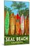 Seal Beach, California - Surfboard Fence-Lantern Press-Mounted Art Print
