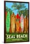 Seal Beach, California - Surfboard Fence-Lantern Press-Framed Art Print