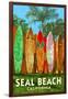 Seal Beach, California - Surfboard Fence-Lantern Press-Framed Art Print