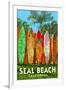 Seal Beach, California - Surfboard Fence-Lantern Press-Framed Art Print