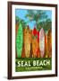 Seal Beach, California - Surfboard Fence-Lantern Press-Framed Art Print