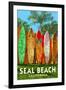 Seal Beach, California - Surfboard Fence-Lantern Press-Framed Art Print