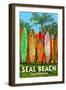 Seal Beach, California - Surfboard Fence-Lantern Press-Framed Art Print