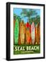 Seal Beach, California - Surfboard Fence-Lantern Press-Framed Art Print