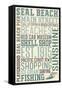 Seal Beach, California - Typography-Lantern Press-Framed Stretched Canvas