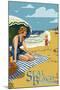 Seal Beach, California - Woman on the Beach-Lantern Press-Mounted Art Print