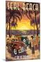 Seal Beach, California - Woodies and Sunset-Lantern Press-Mounted Art Print