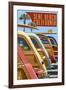 Seal Beach, California - Woodies Lined Up-Lantern Press-Framed Art Print