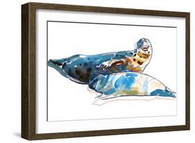 Seal mother, 2022 (mixed media on paper)-Mark Adlington-Framed Giclee Print