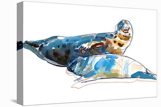 Seal mother, 2022 (mixed media on paper)-Mark Adlington-Stretched Canvas