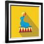 Seal Playing Ball Flat Icon-Yulia Ryabokon-Framed Art Print